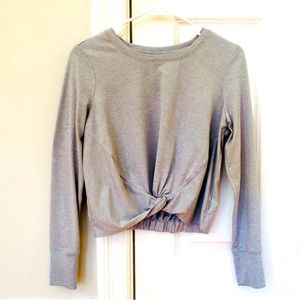 Yogalicious light gray sweatshirt knot-front XS